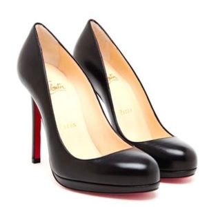 Christian Louboutin Neofile 120 Kid Black Leather Heels - Size 40